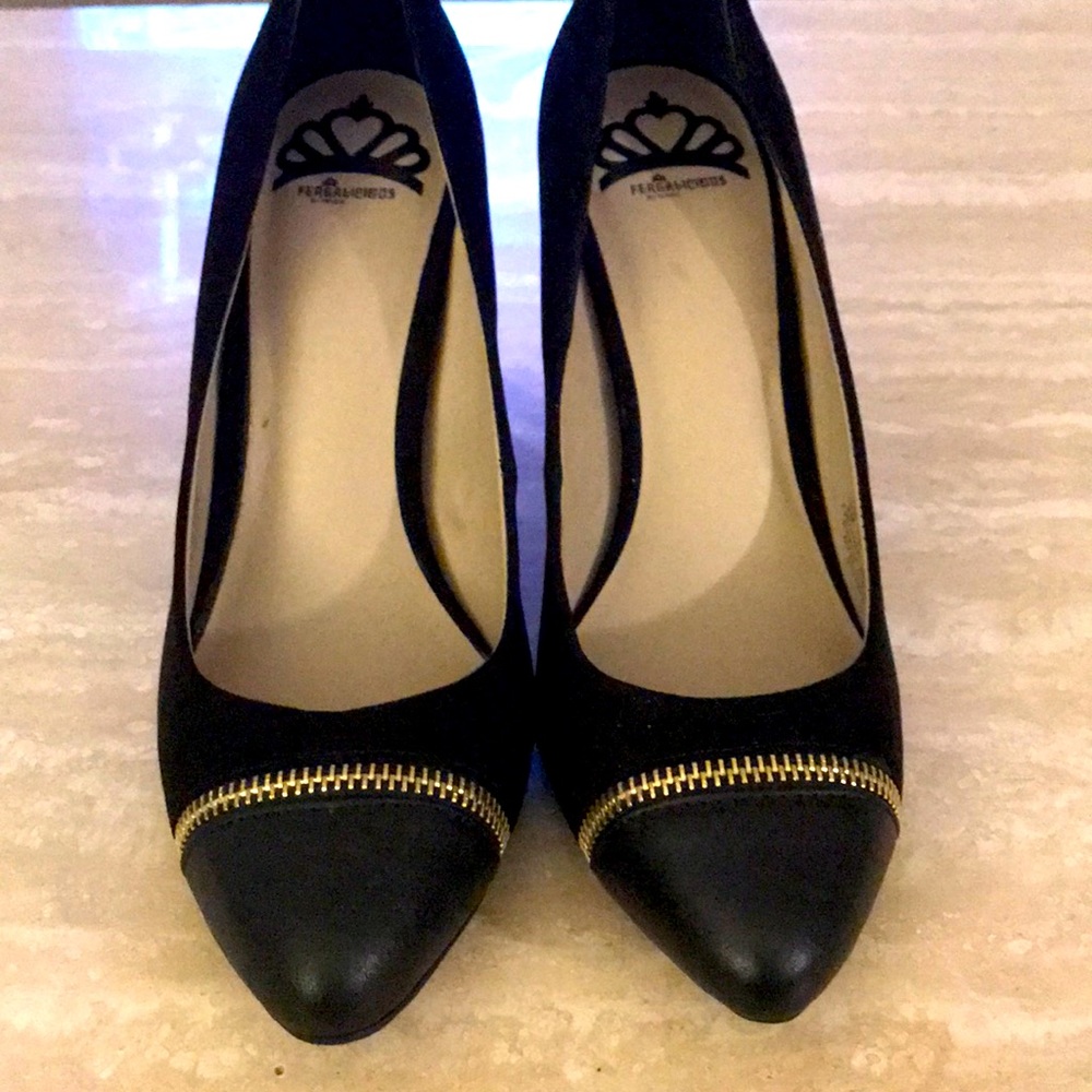 Fergalicious black suede heels